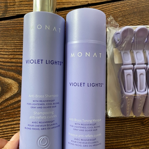 MONAT VIOLET LIGHTS Anti-Brass Shampoo and Toning Masque with clips UNOPENED - Picture 6 of 6
